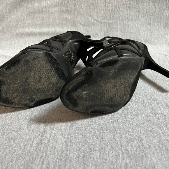 NYLA Juliet Black Back-Zip Peep-Toe Booties. Size 7 - Picture 10 of 12